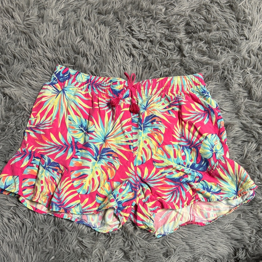 Y2k Tropical Leaf Print Elastic Waistband Shorts